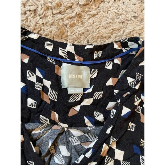 Anthropologie Maeve geometric print shirt dress with tie waist size medium - Picture 6 of 7